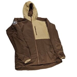 Backcountry Hooded Jacket Brown Tan Color Block Full Zip Mens Extra Large